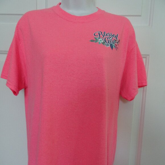 Gildan Women's Size M Pink S. Sleeve T-Shirt MOTHER'S DAY Blessed Girl Graphic - Picture 2 of 6